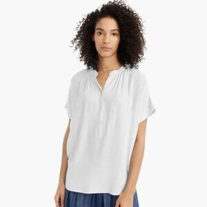J Crew Point Sur Drapey Popover Blouse in Cream